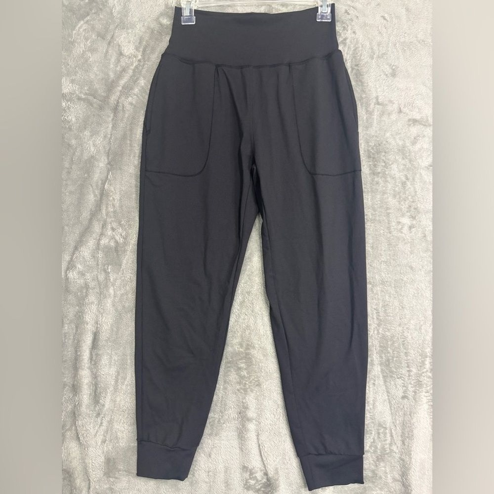 Jogger Pants Womens S Black High Waisted Pockets Athletic Yoga Lounge